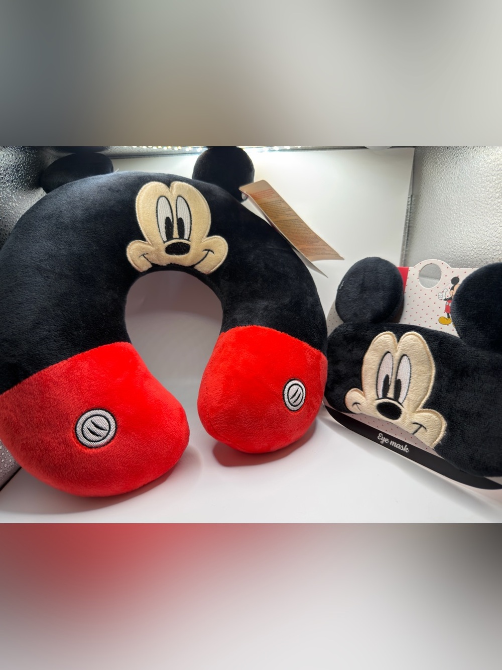 Primark X Disney Mickey Mouse Plush Travel Neck Pillow & Eye Mask Set